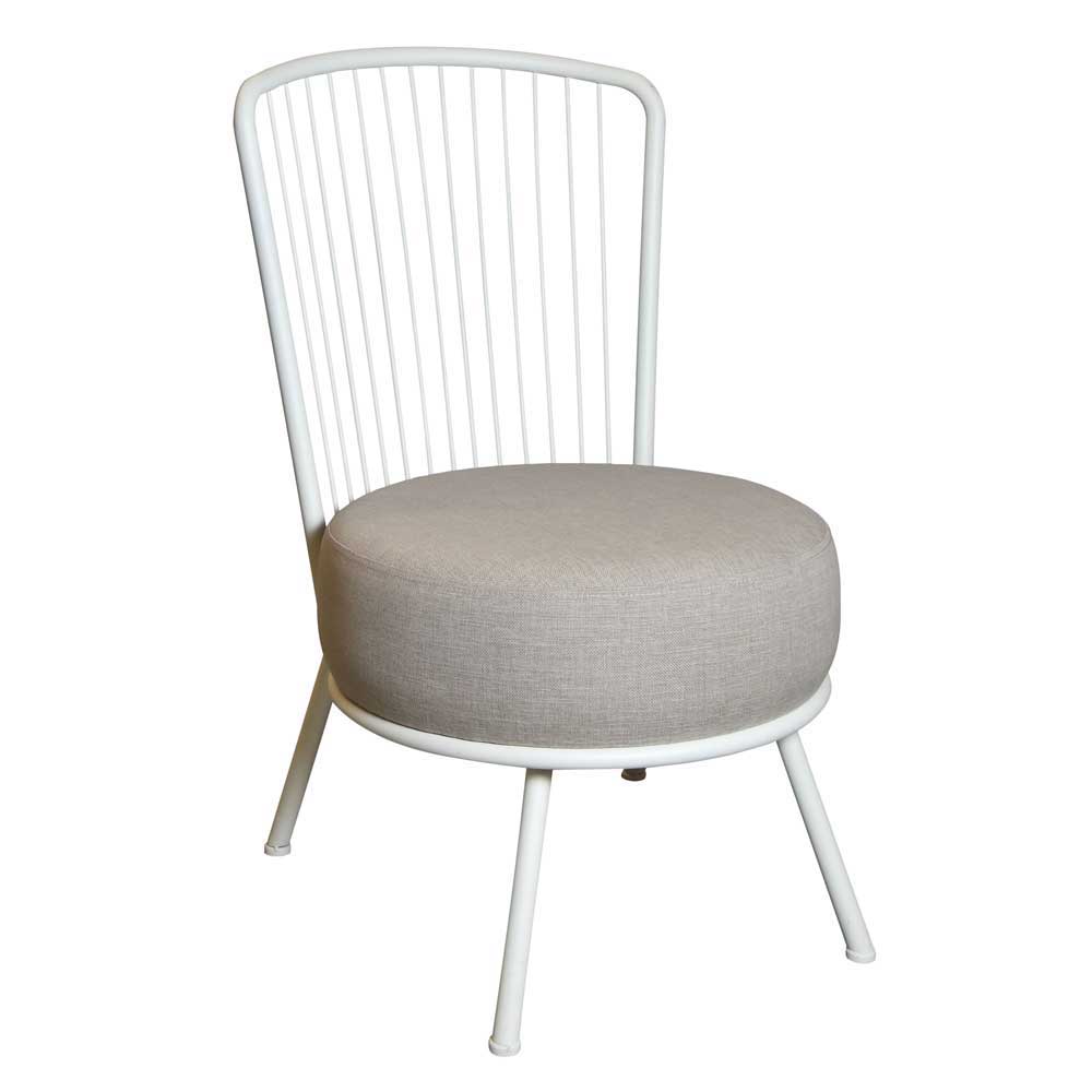 Extravaganter Stuhl in Beige & Weiß aus Metall & Stoff Andoro