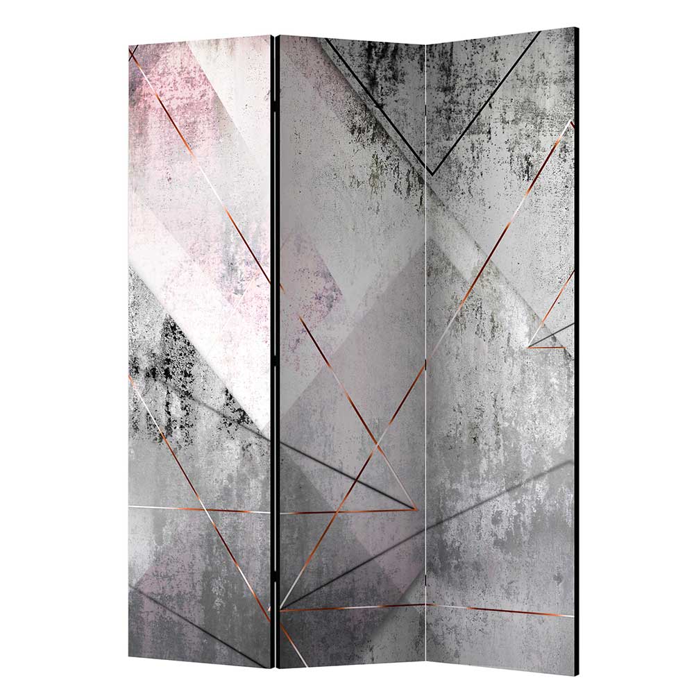 Faltbare Trennwand mit abstraktem Druck aus Leinwand & Massivholz Babs