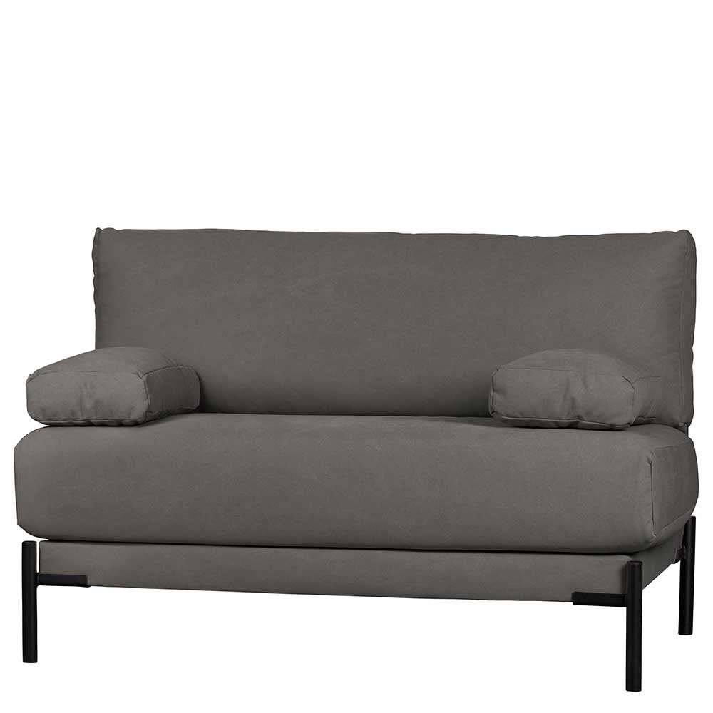 Federkern Couch in Anthrazit Camvas mit schwarzen Füßen aus Metall Kondoza