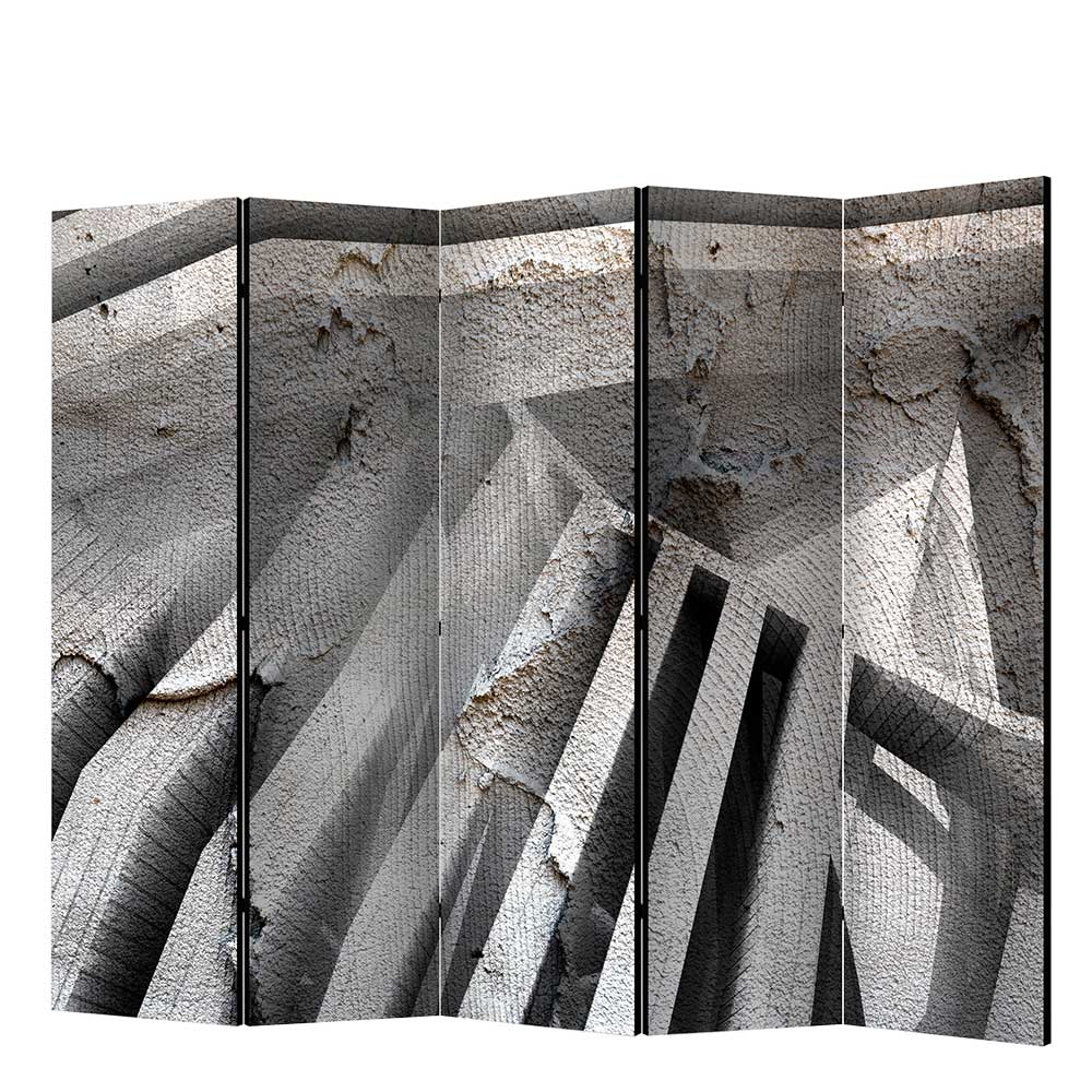 Fotodruck Paravent aus Leinwand und Fichte Massivholz Bilial