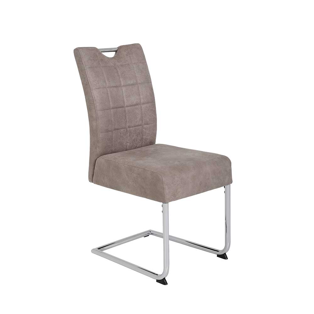 Freischwinger Stühle in Beige & Chrom aus Microfaser & Metall Tonico