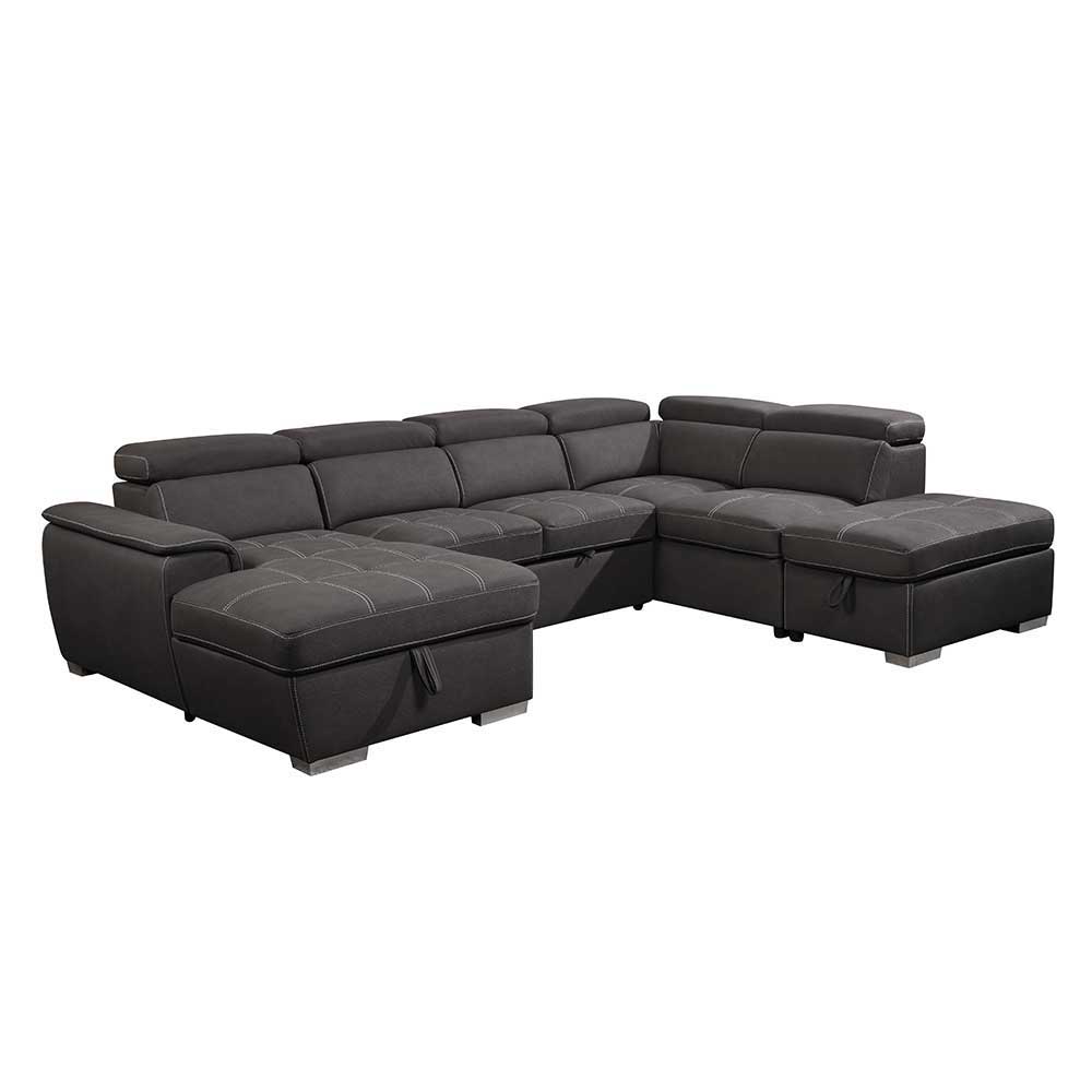 Funktionssofa U-Couch mit Schlaffunktion & Bettkasten & Taschenfederkern Phantom