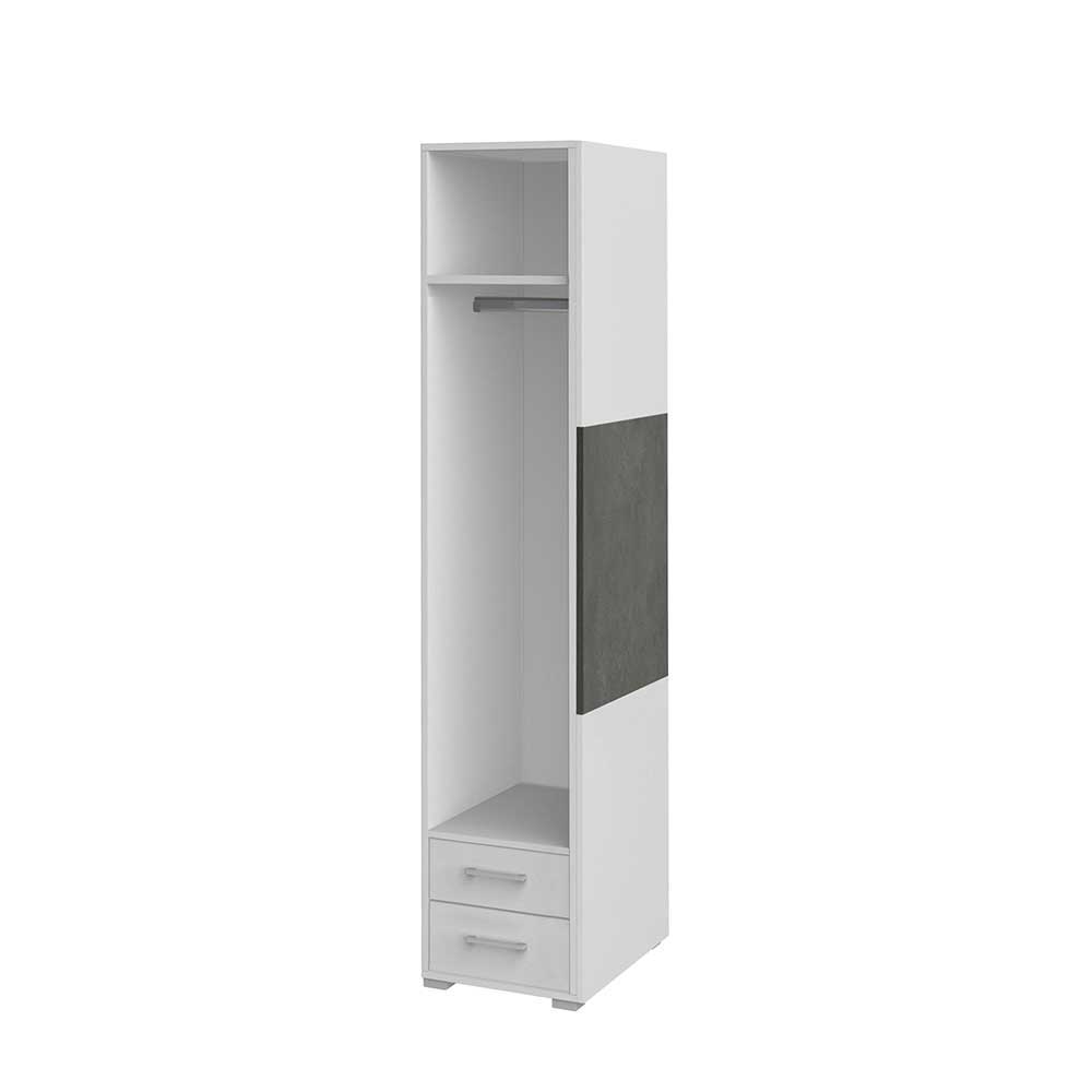 Garderoben Büroschrank Weiß Grau offen mit Kleiderstange Gropada