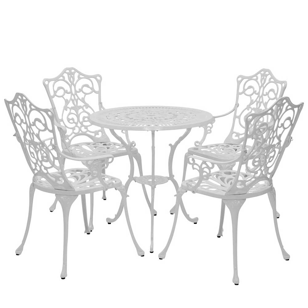 Garten Sitzgruppe aus Alu in Weiß für vier Personen - Vintage Monique