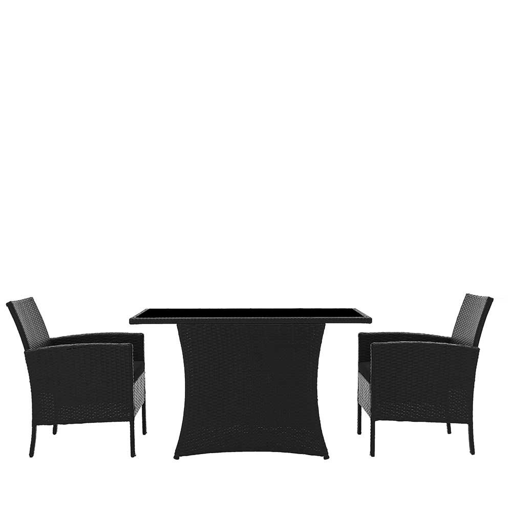 Garten Sitzgruppe aus grauem Polyrattan inklusive zwei Stühlen Ambon
