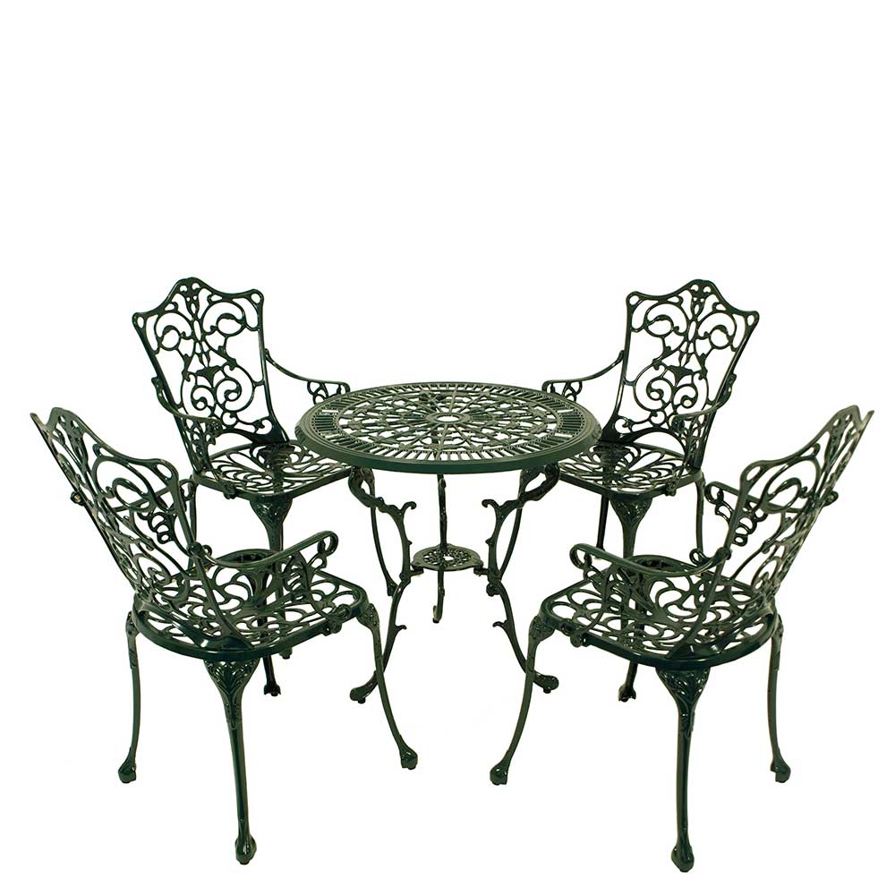 Garten Tischgruppe in Dunkelgrün aus Aluminium - Vintage Design Corgova