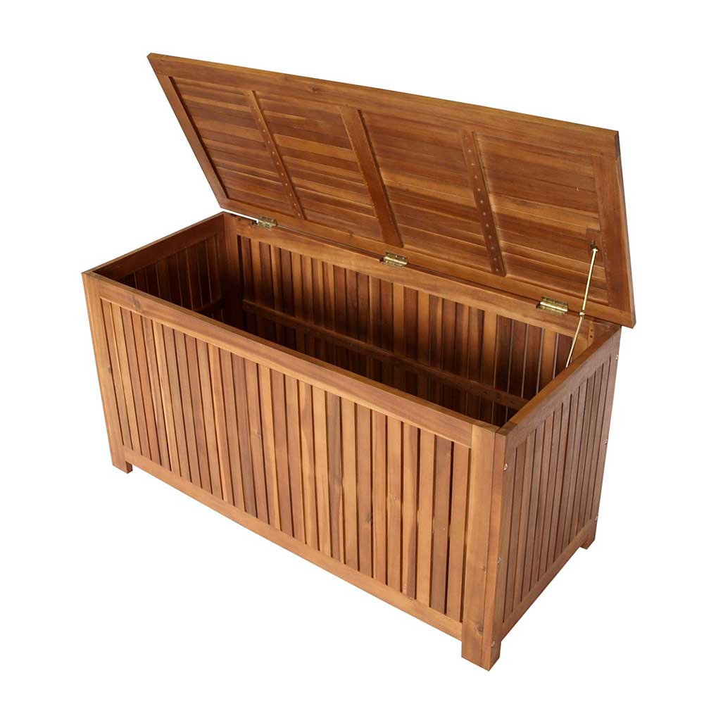 Gartenstühle Auflagenbox aus Akazie Massivholz geölt mit flachem Deckel Nurana