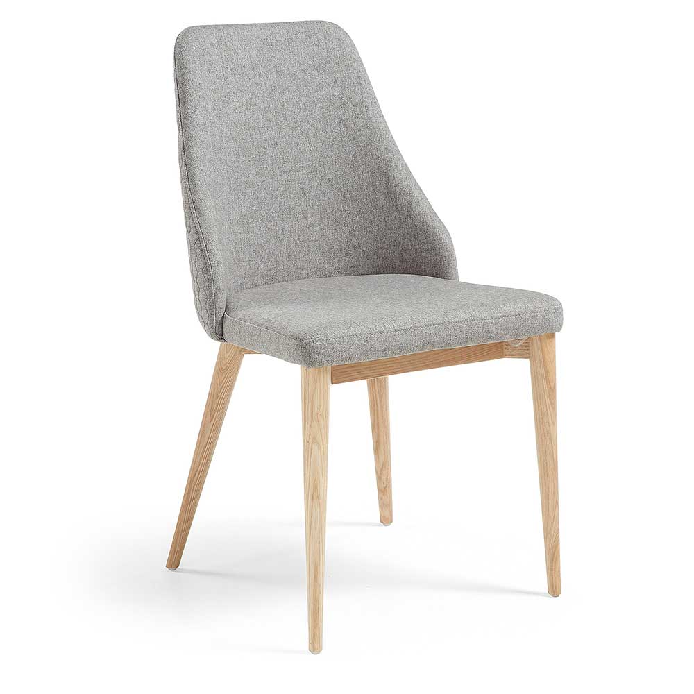 Gepolsterte Stühle in Hellgrau & Esche aus Textil & Holz Lurianno