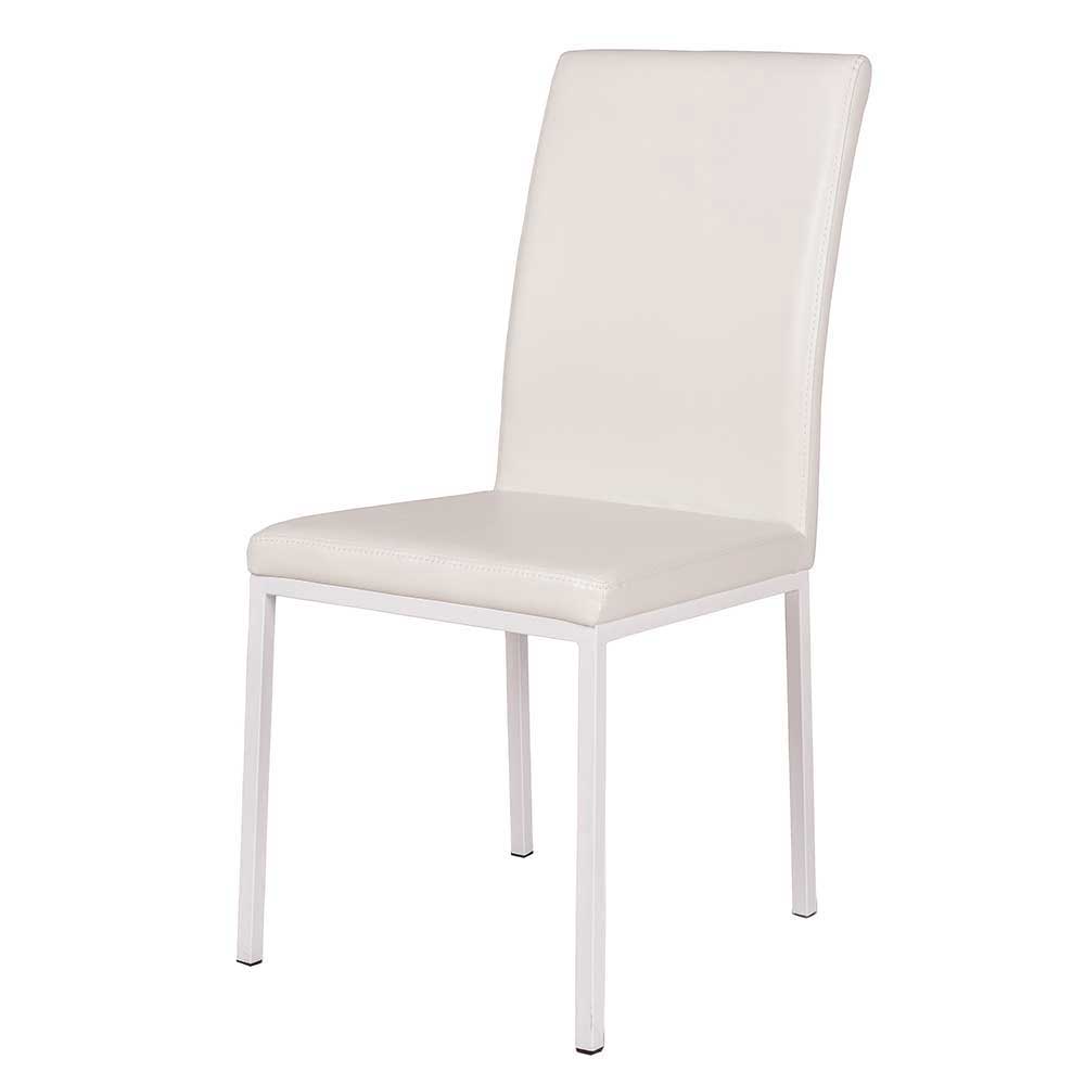Gepolsterte Stühle in Weiß Kunstleder & Stahl Limoncellos
