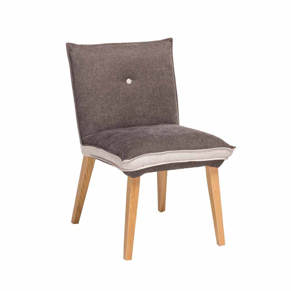 Gepolsterter Stuhl mit zweifarbigem Stoffbezug in Grau & Beige Bruna