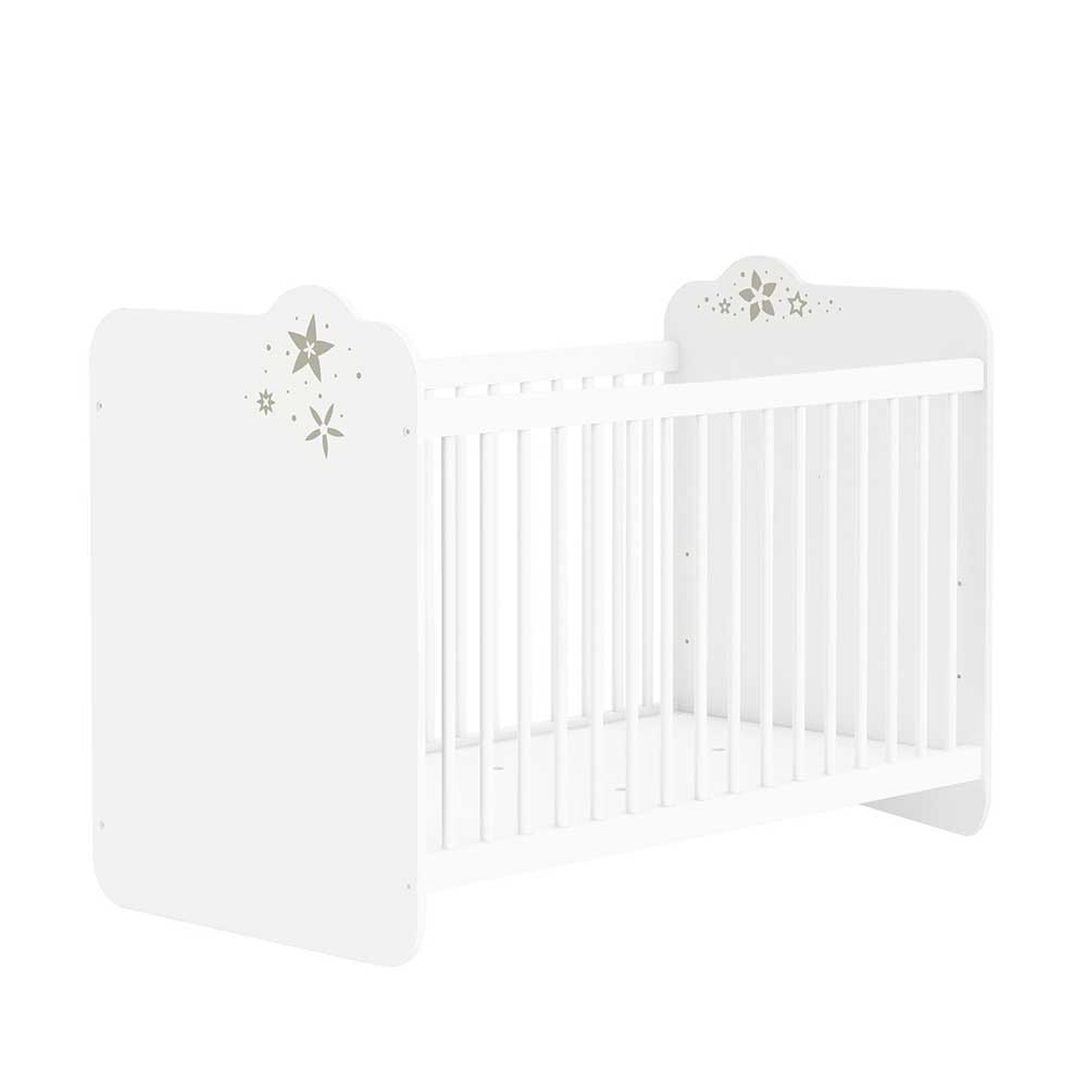 Gitterbett für Babys höhenverstellbar in Weiß mit Stern Motiv - 60x120 Haikon