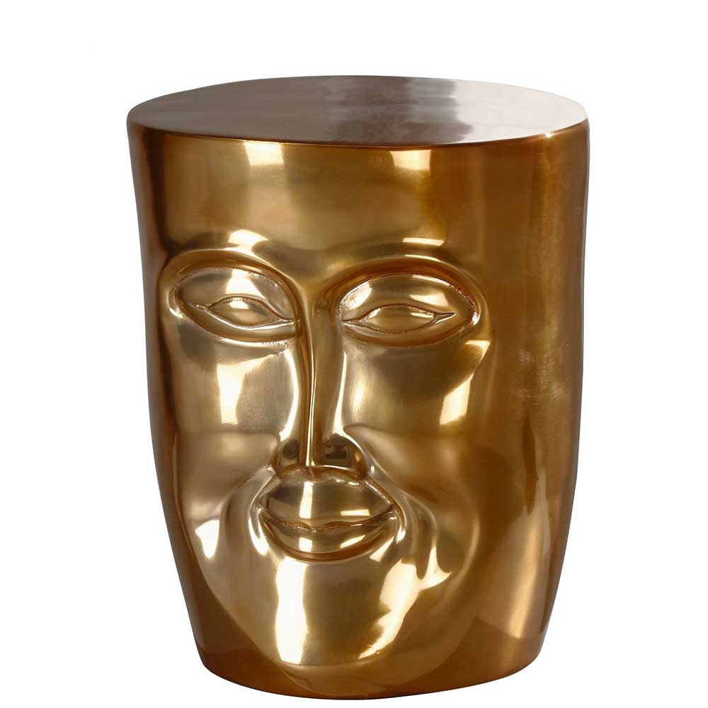 Goldfarbener Metalltisch mit Face Design aus lackiertem Aluminium Grovossa