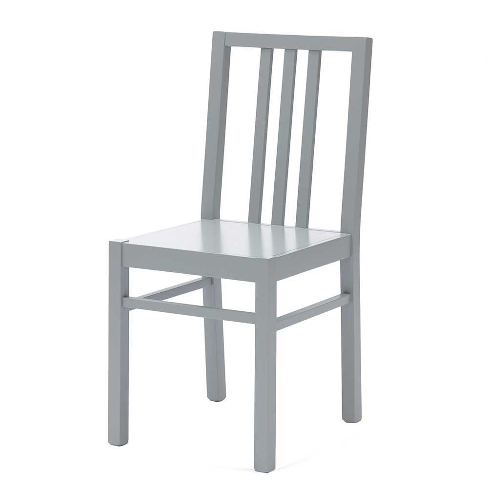 Grau lackierter Stuhl aus Massivholz Lattena