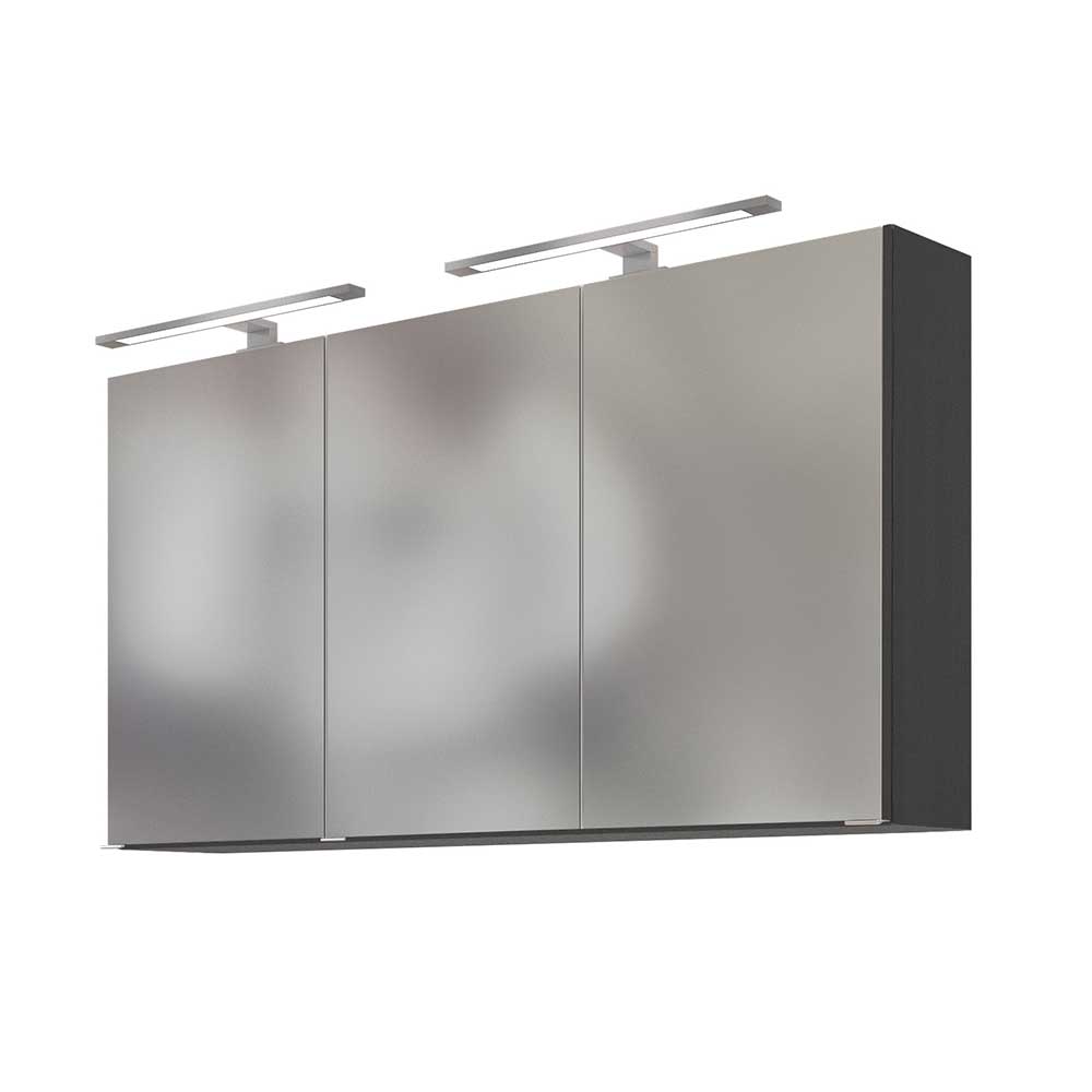 Grauer 3D Bad-Spiegelschrank mit 120 cm Breite und LED Beleuchtung Nitusa