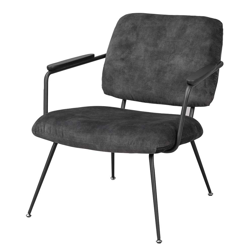 Grauer Stuhl Sessel aus Samt & Metall mit 42 cm Sitzhöhe Abelynta