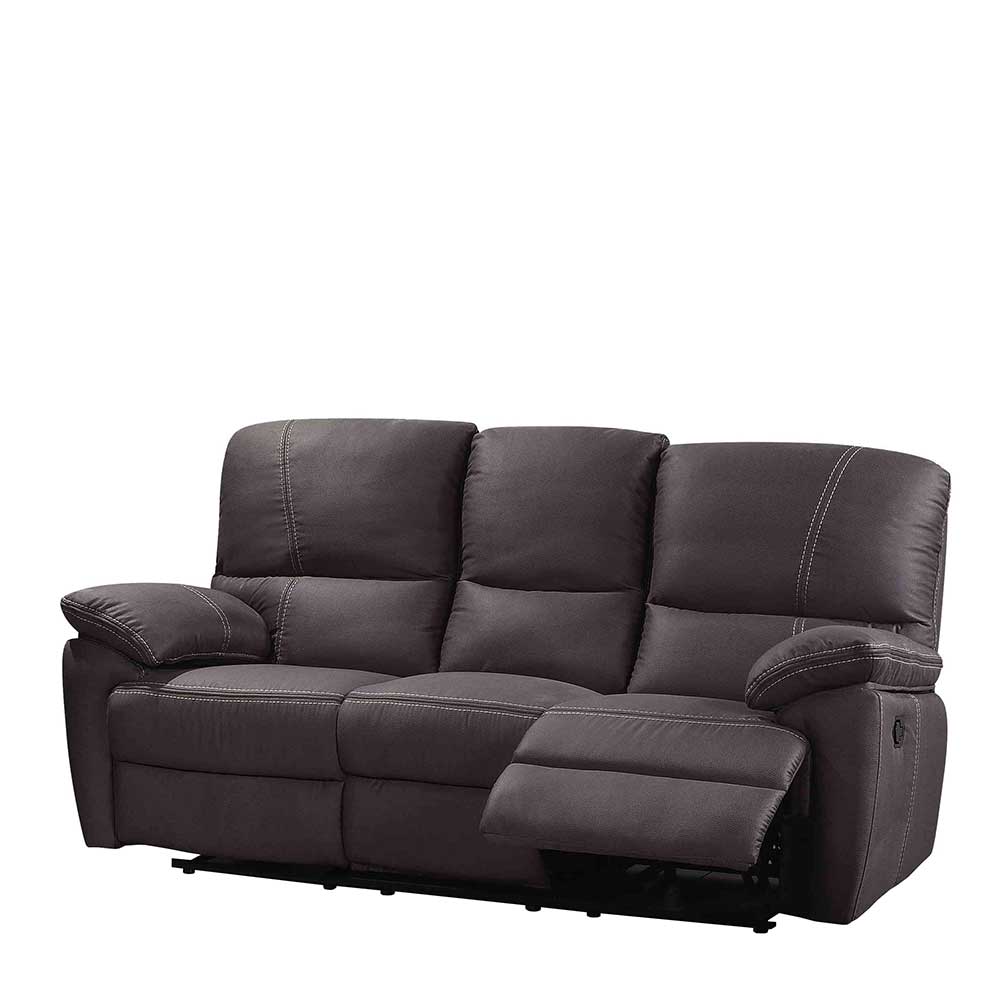 Graues Dreisitzer Sofa mit Relaxfunktion - Bezug aus Microfaser Bastiaan