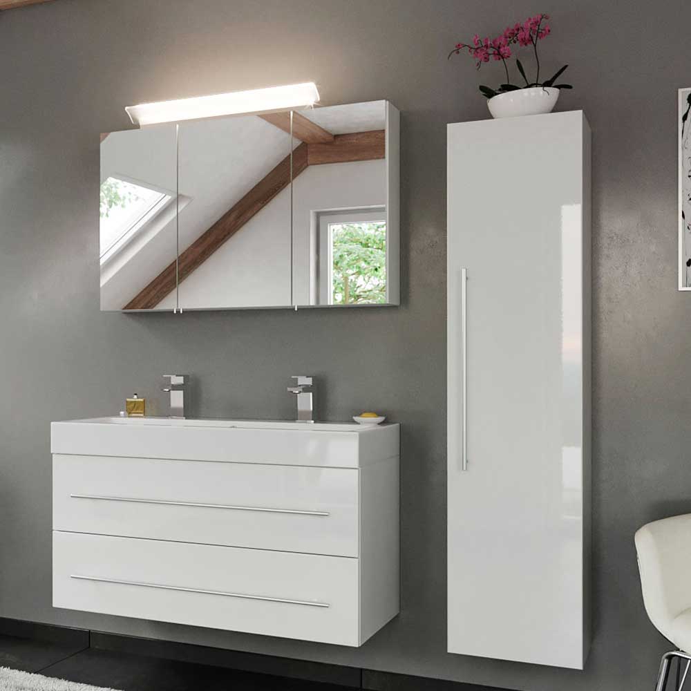 Hochglanz Badezimmermöbel für Wandmontage in Weiß - modernes Design Atrinav