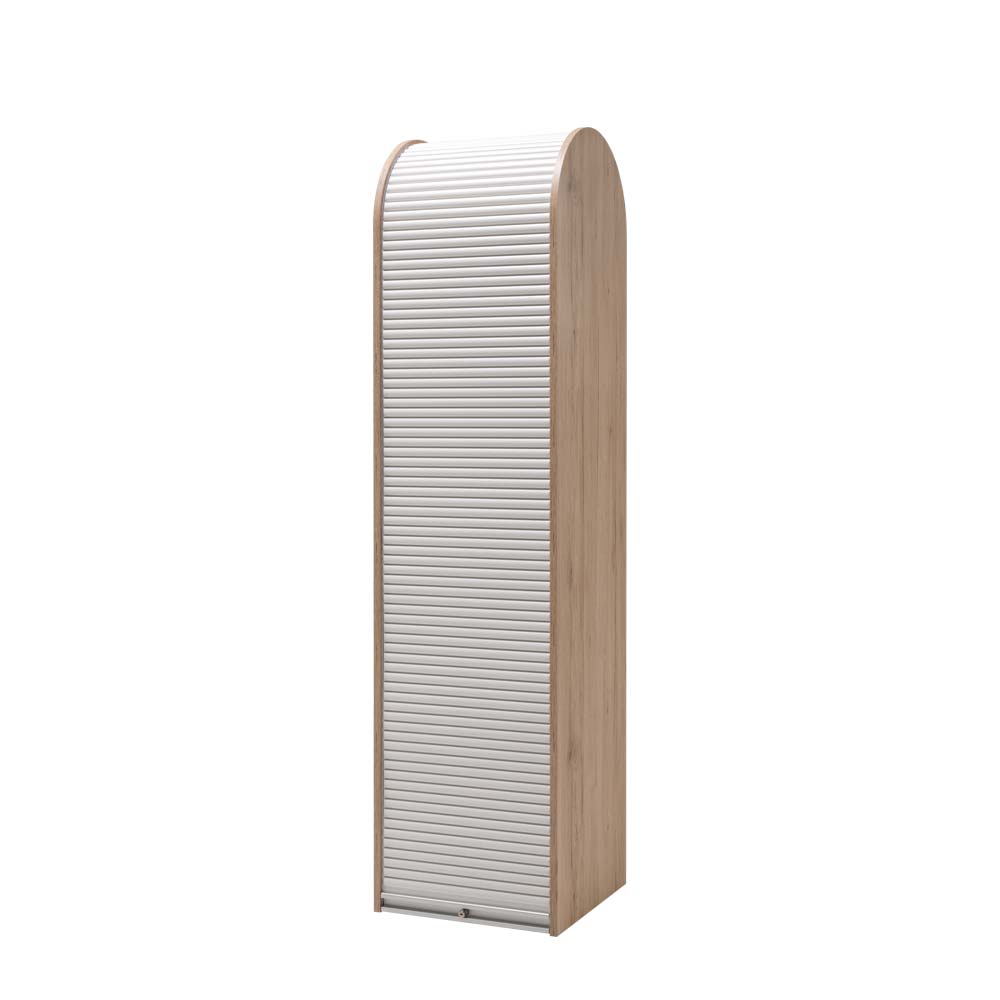 Hochschrank mit Roll-Laden Tür in Weiß & Eichefarben 50x202 cm Veral