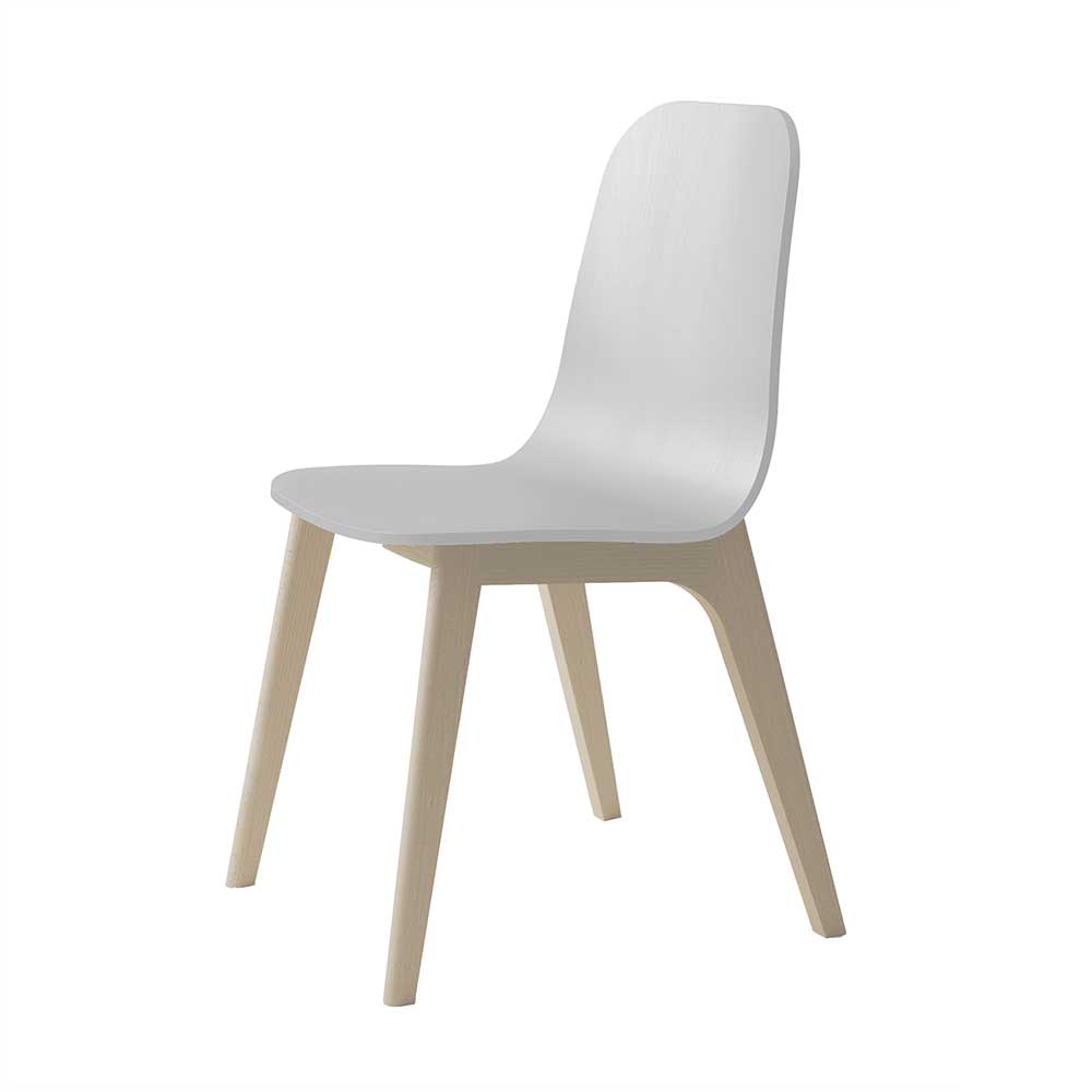 Hochwertiger Holz Stuhl in Weiß & Buche gebleicht aus Massivholz Razmon
