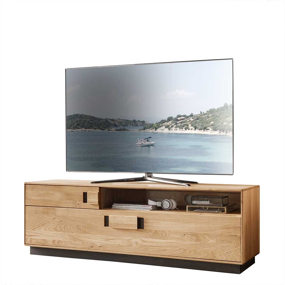 Hochwertiges TV Lowboard massiv aus Eiche & Wildeiche - 155x50x42 Xeddos