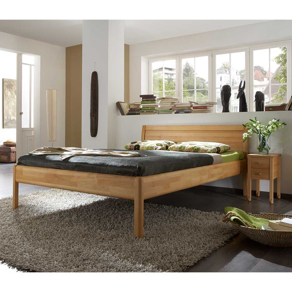 Holz Bett & Nachttische im Set aus Buche Massivholz Berris