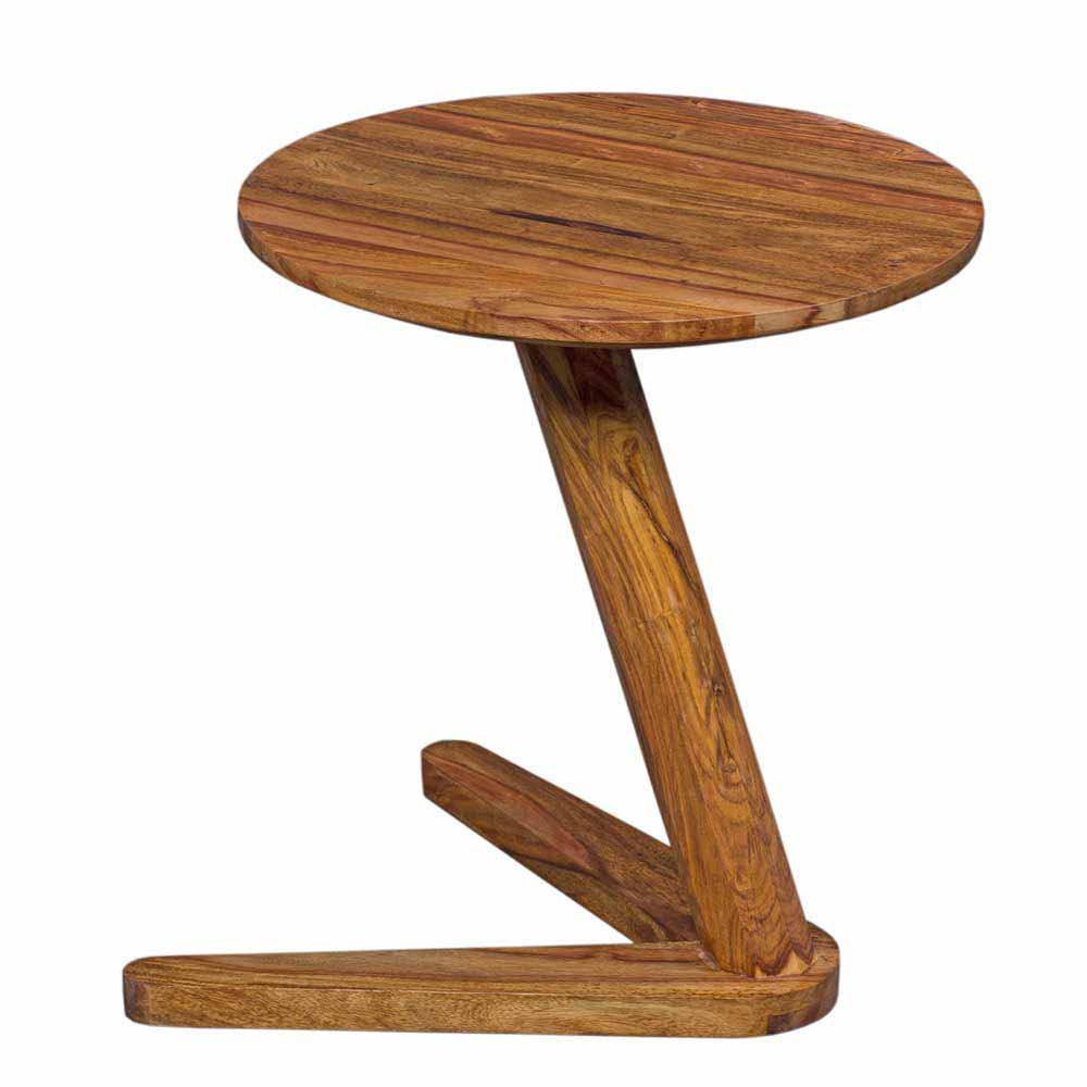 Holz Designertisch Tischplatte rund Sheesham massiv Jamsons