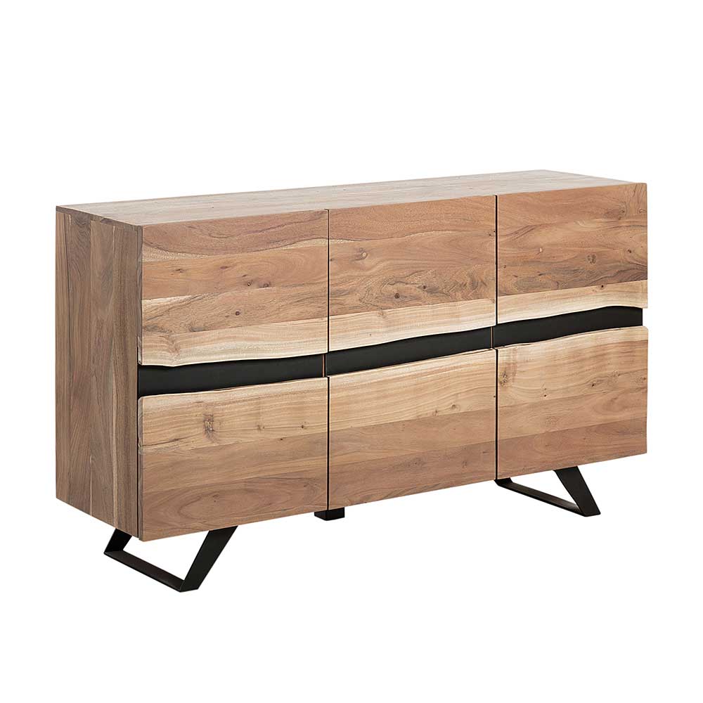 Holz Sideboard im Loft Design Akazie & Stahl Cigemba