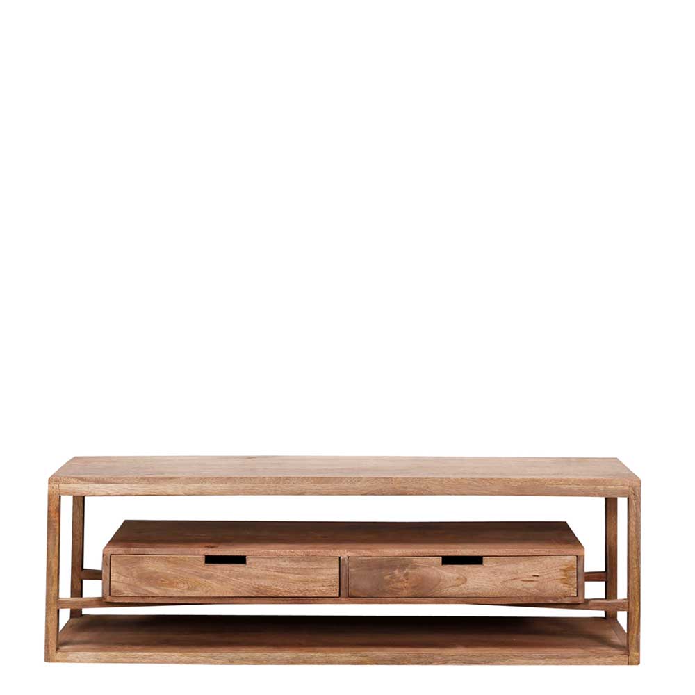 Holz Tisch für den Fernseher 140x35x45 cm mit zwei Schubladen Etersa