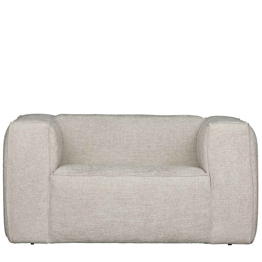 Kantiger Wohnzimmer Sessel in Beige aus Webstoff - bodentief Uschi