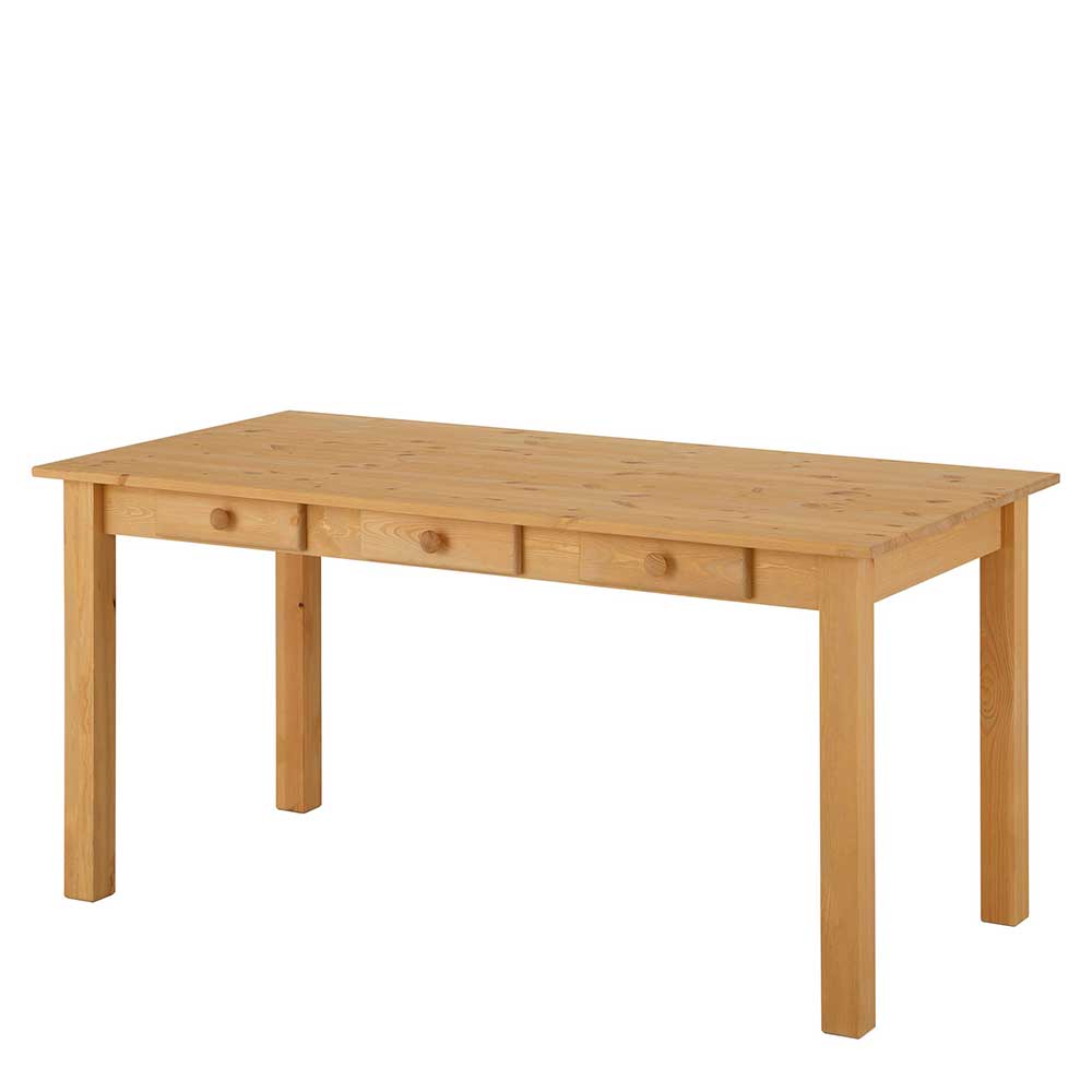 Kiefer Vollholz Tisch mit Schubladen - gebeizt & geölt - 2 Größen Kean