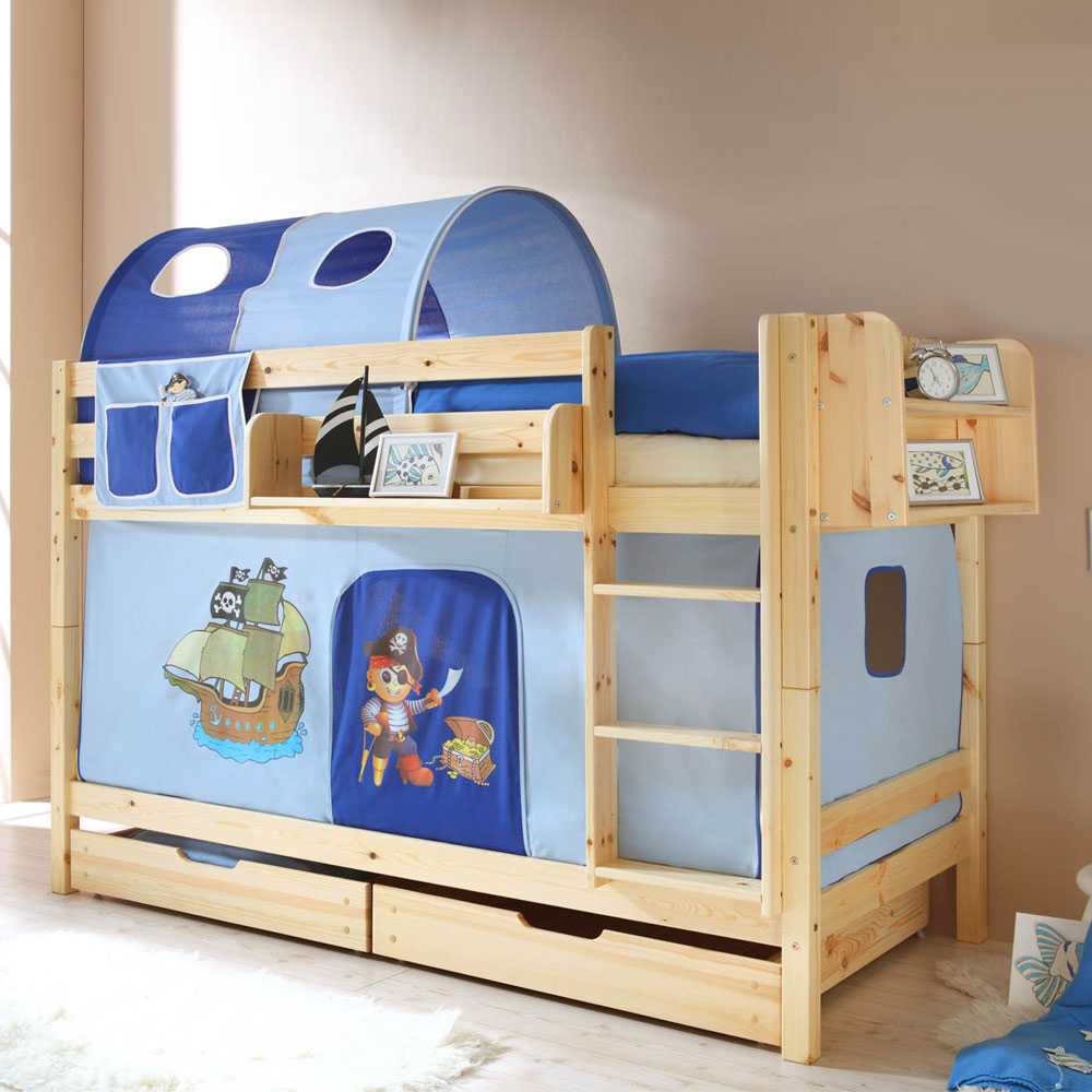 Kinderstockbett Piraten Design Blau Hero