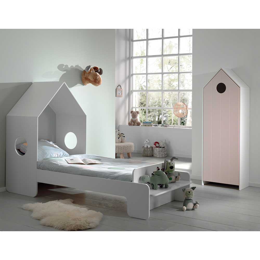 Kinderzimmer Bett & Schrank - Skandi Haus Design - Weiß & Rosa Indefiva