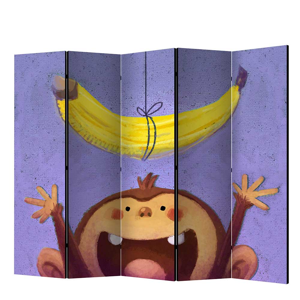 Kinderzimmer Paravent mit Banane & Affe bedruckt - zusammenklappbar Lavino
