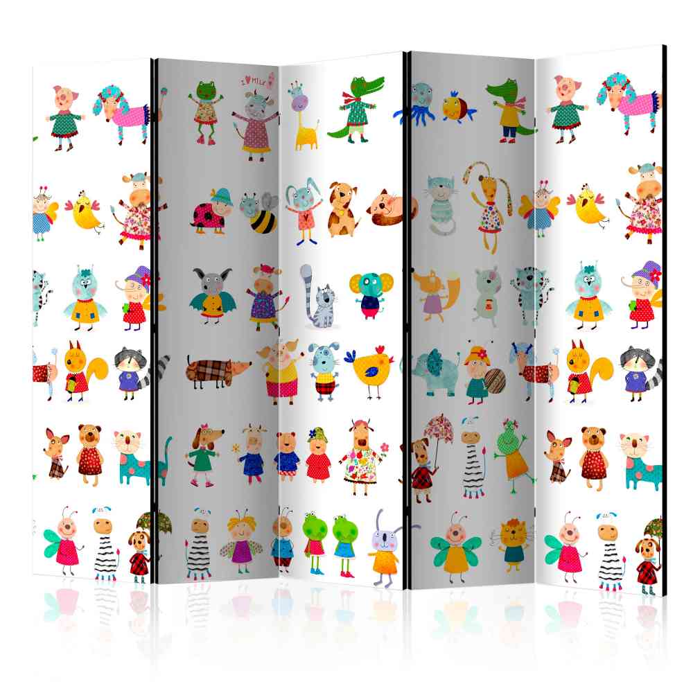 Kinderzimmer Raumteiler mit bunten Tieren bedruckte Leinwand 225x172 Pablo
