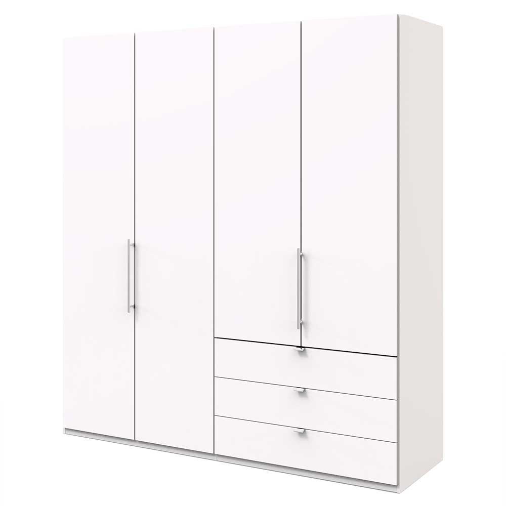 Kleiderschrank fürs Schlafzimmer in Weiß mit 2 Falttüren & 3 Schubladen Donpiave