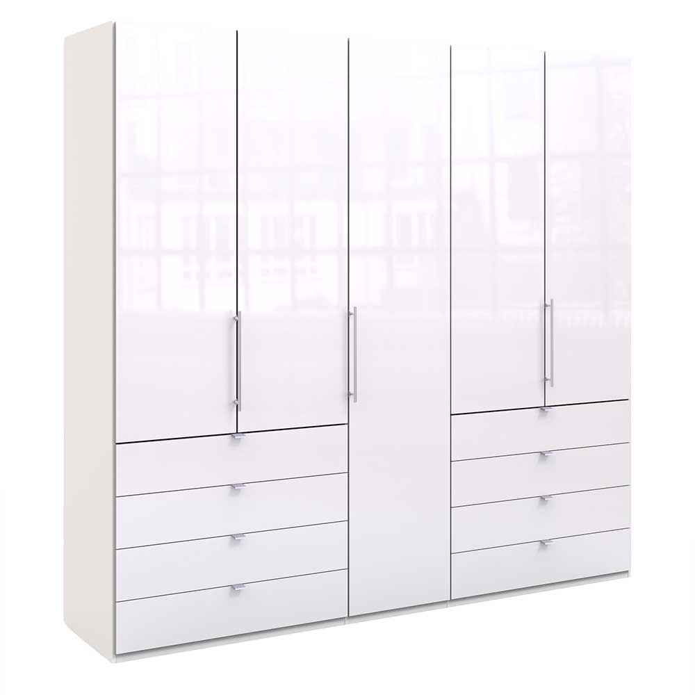 Kleiderschrank mit Schubladen & Türen in Weiß mit Metallgriffen Dolienca
