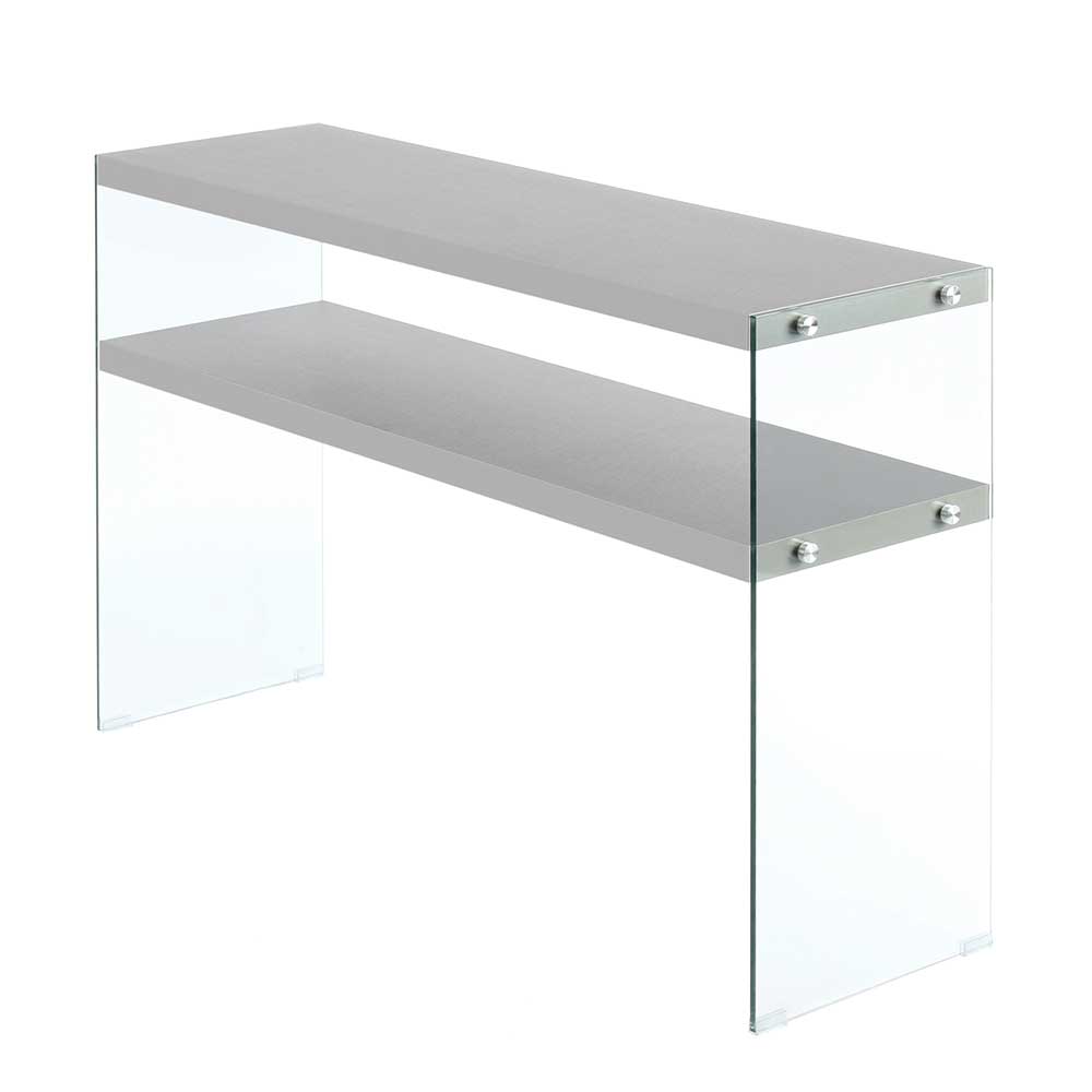 Konsolen Tisch in Silber mit durchsichtigem Glas Wangengestell Gremas