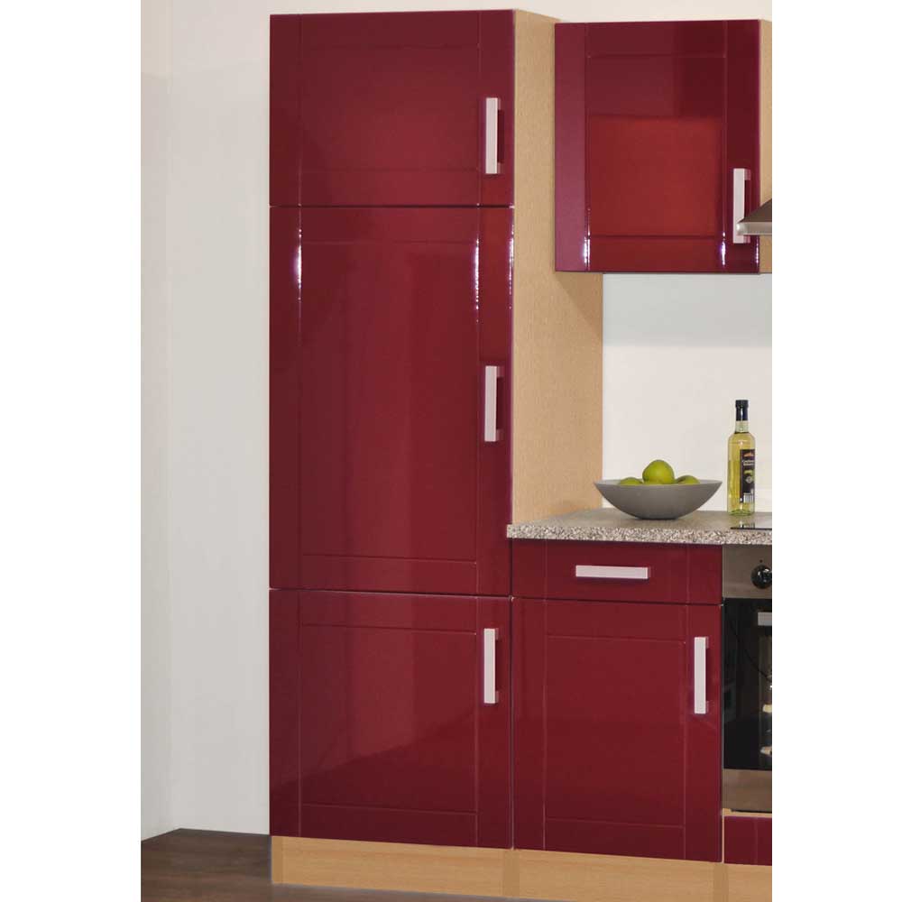 Küchenhochschrank Hochglanz Rot für Kühlschrank Marina
