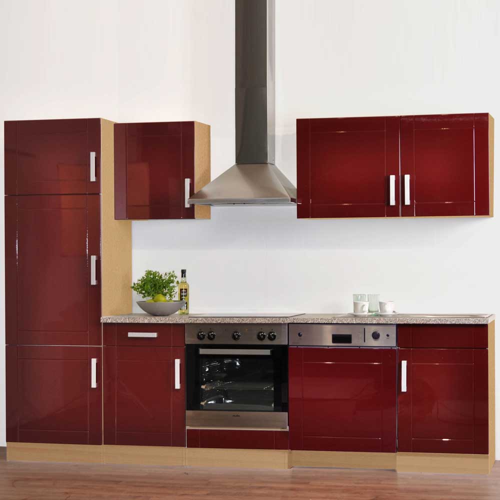 Küchenmöbel Hochglanz Rot Buche Marina
