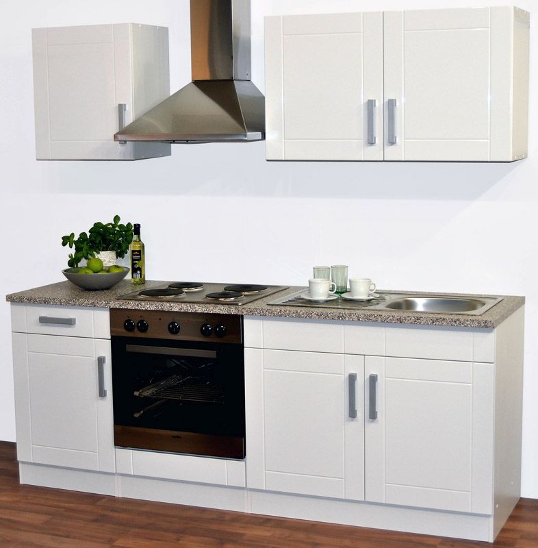 Küchenzeile Hochglanz Weiß 210 cm breit Peggy