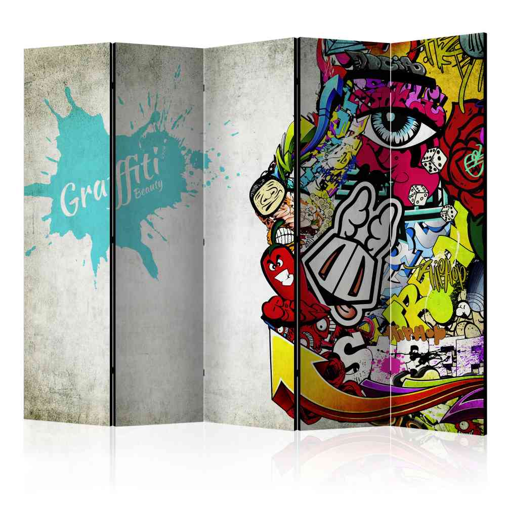 Kunst Paravent Graffiti Druck in Bunt mit UV-Schutz 225x172 Finore