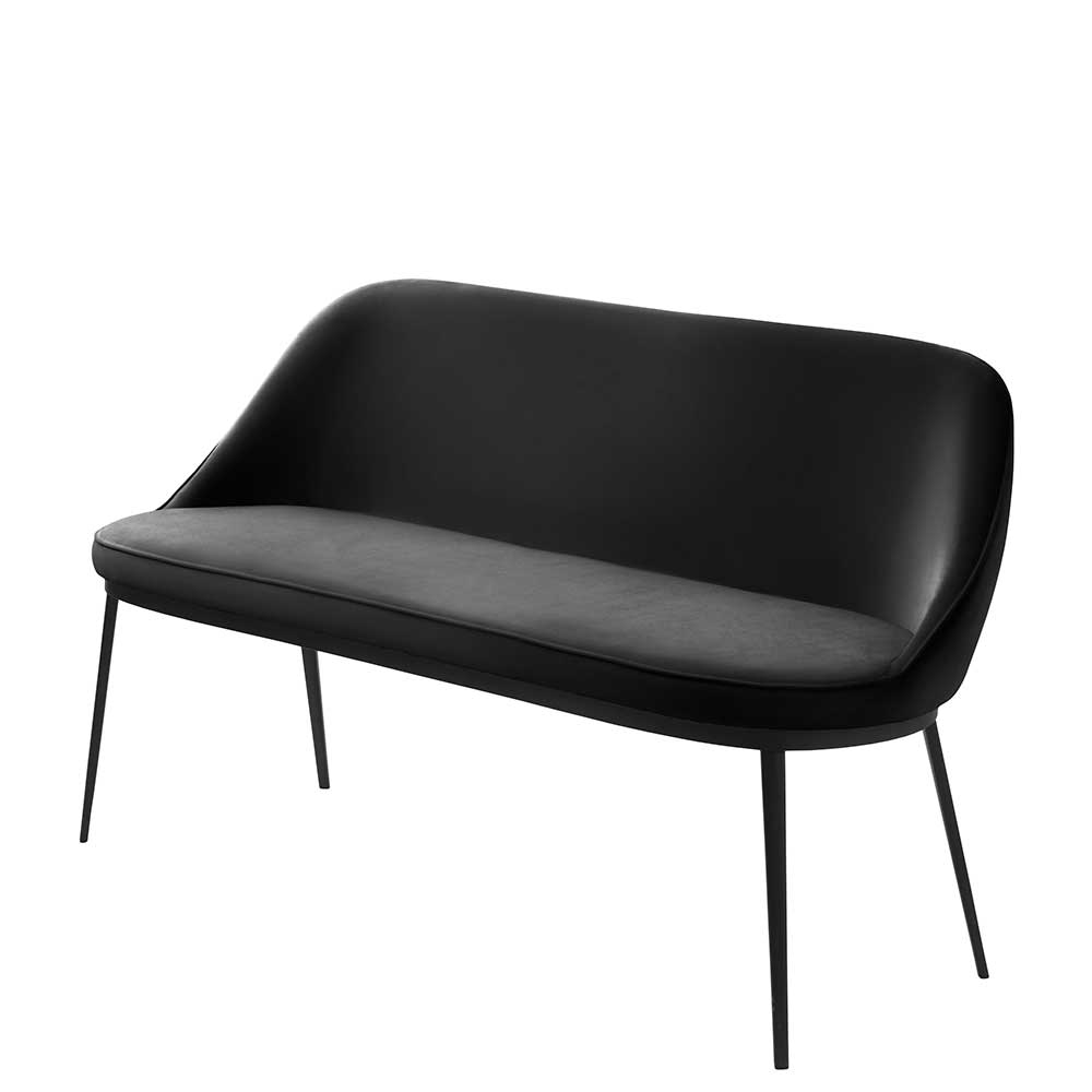 Kunstleder Esstisch Sofa für zwei Personen in Schwarz mit Metallbeinen Povaya