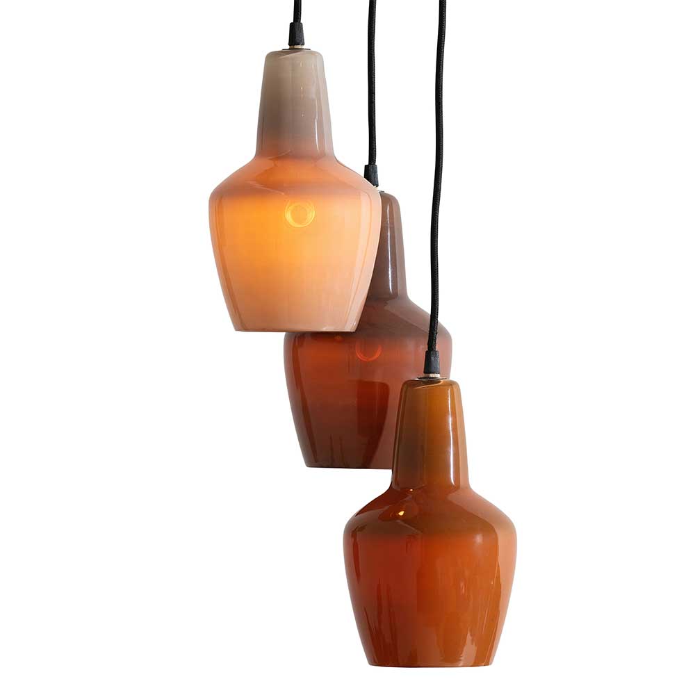 Lampe aus Glas in Braun Honig Beige - 3-flammig - modern Petropa