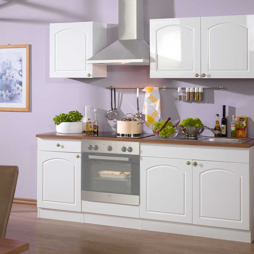 Landhaus Küchenzeile Weiß ohne Geräte Lotte