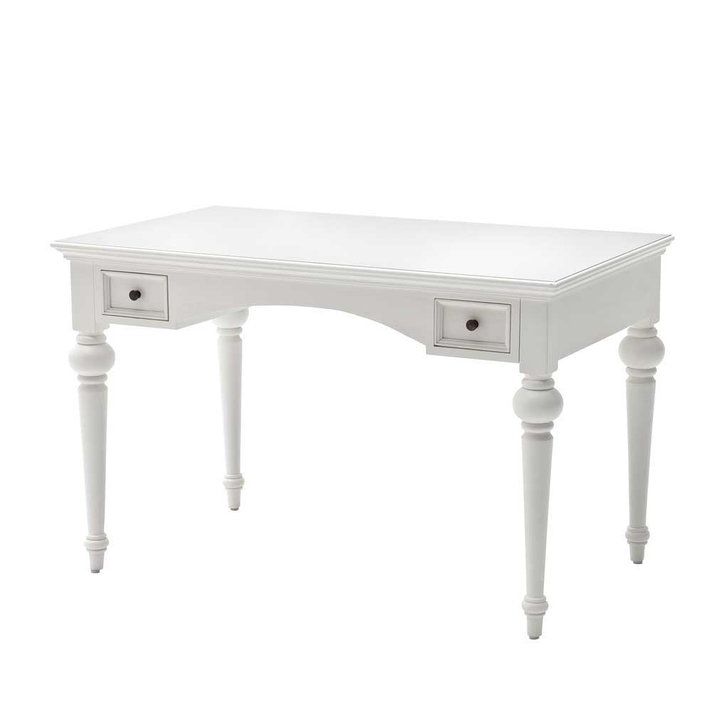 Landhausstil Schreibtisch in Weiß mit 2 Schubladen Riadura