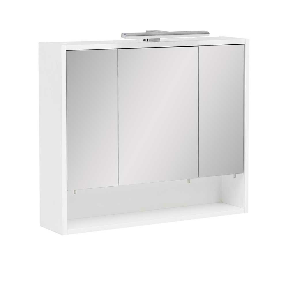 LED Bad Spiegelschrank mit offenem Fach in Weiß - 70x66x16 cm Spynda
