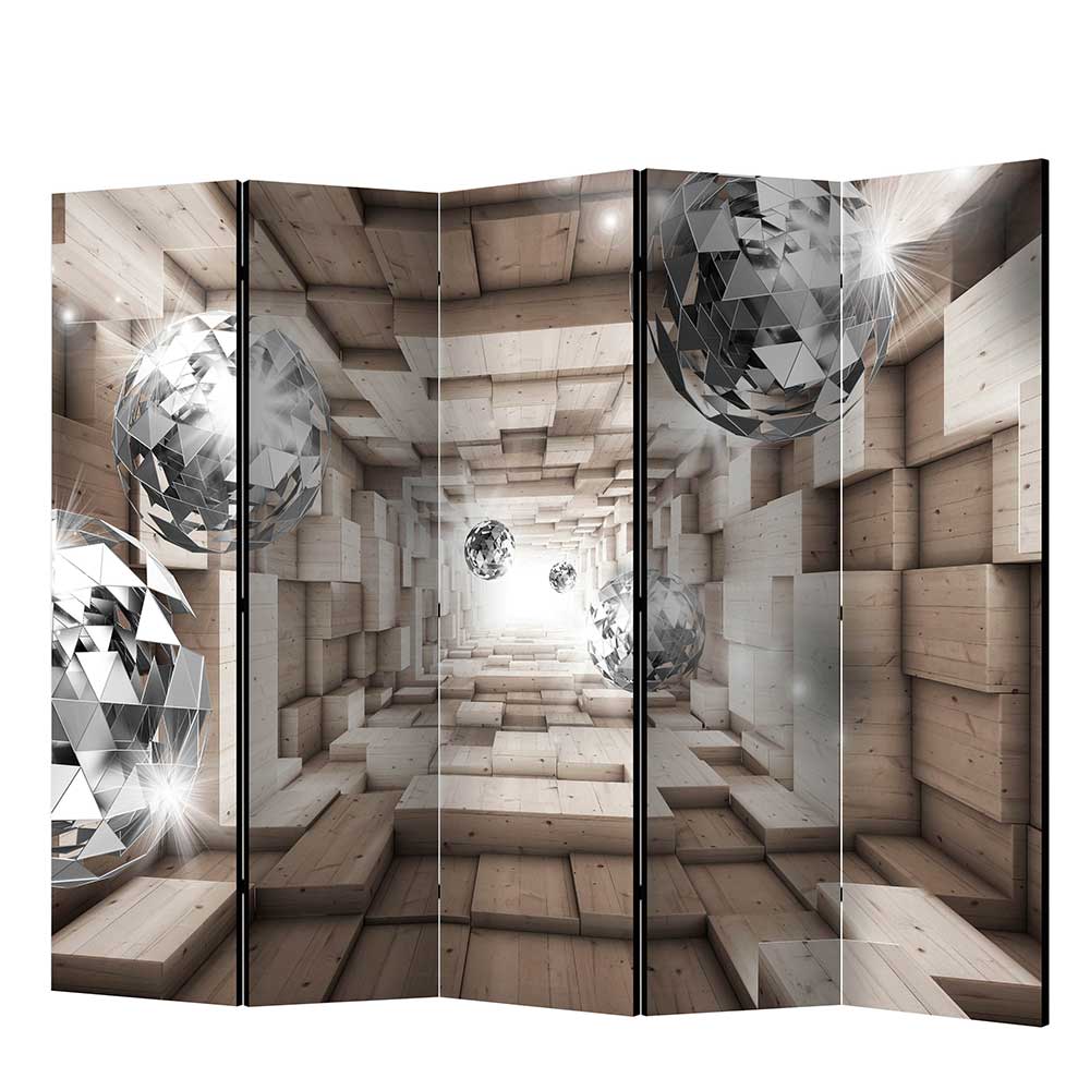 Leinwand Paravent 3D Tunnel Print mit Diamant Kugeln Thalina