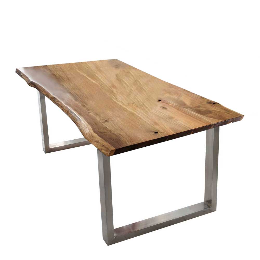 Loft Baumkantentisch aus Akazie & Edelstahl 180x90 oder 200x100 Nuture