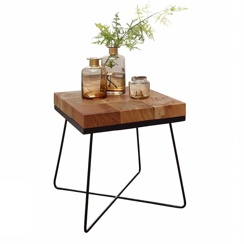 Loft Tisch mit dicker Holzplatte aus Akazie Ruffos