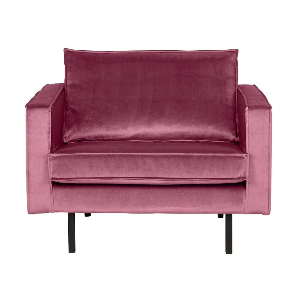Lounge Sessel in Pink Samt in frei stellbar im Retrostil Majanco